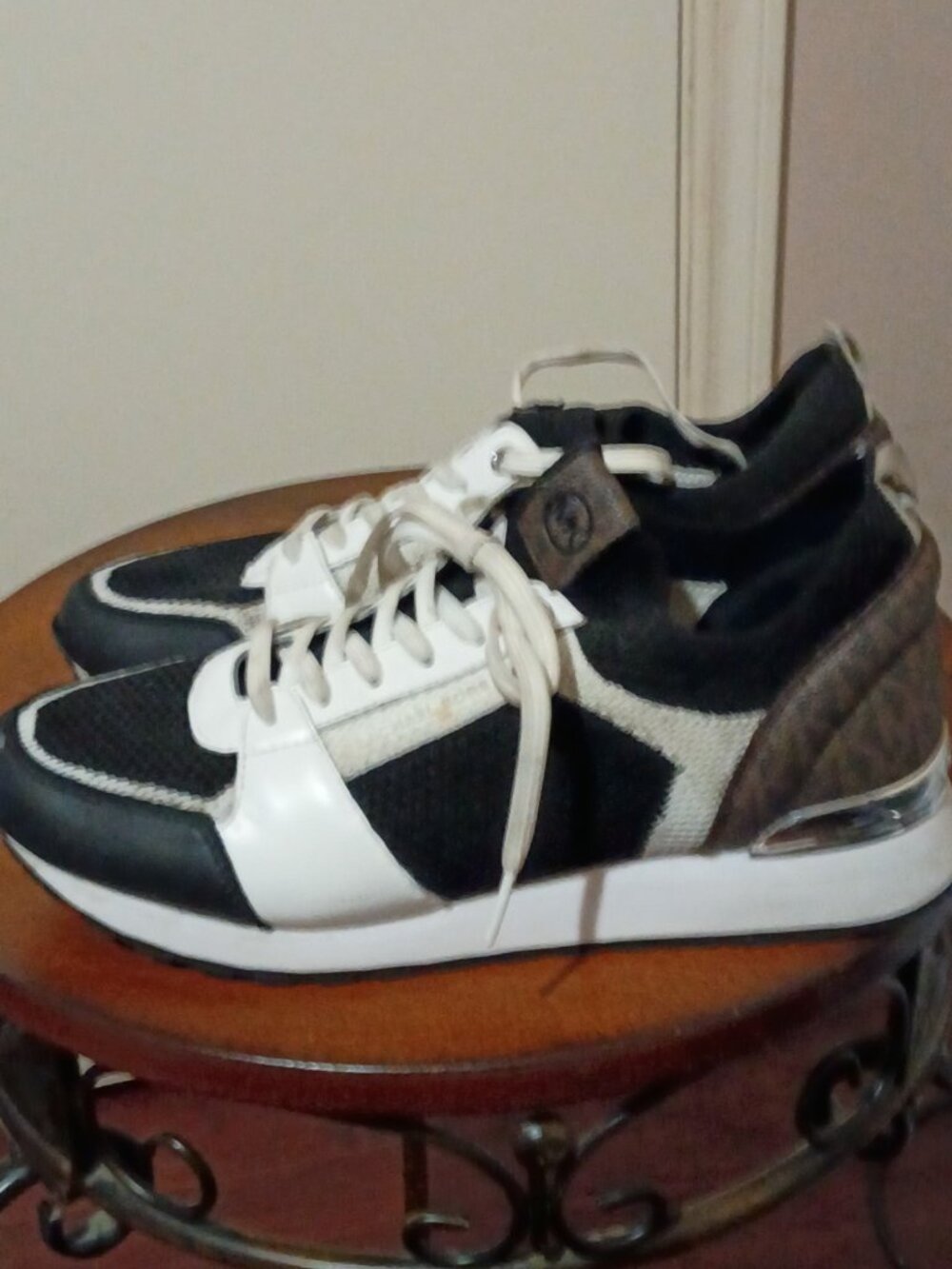 Michael Kors Billie White Gold Olive Leather Mesh Sneakers Women's Size 10M - Picture 8 of 14
